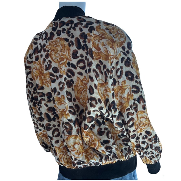 Spencer Jeremy Vintage Silk Bomber Jacket – Leopard Baroque Print, Women’s M - Picture 4 of 7
